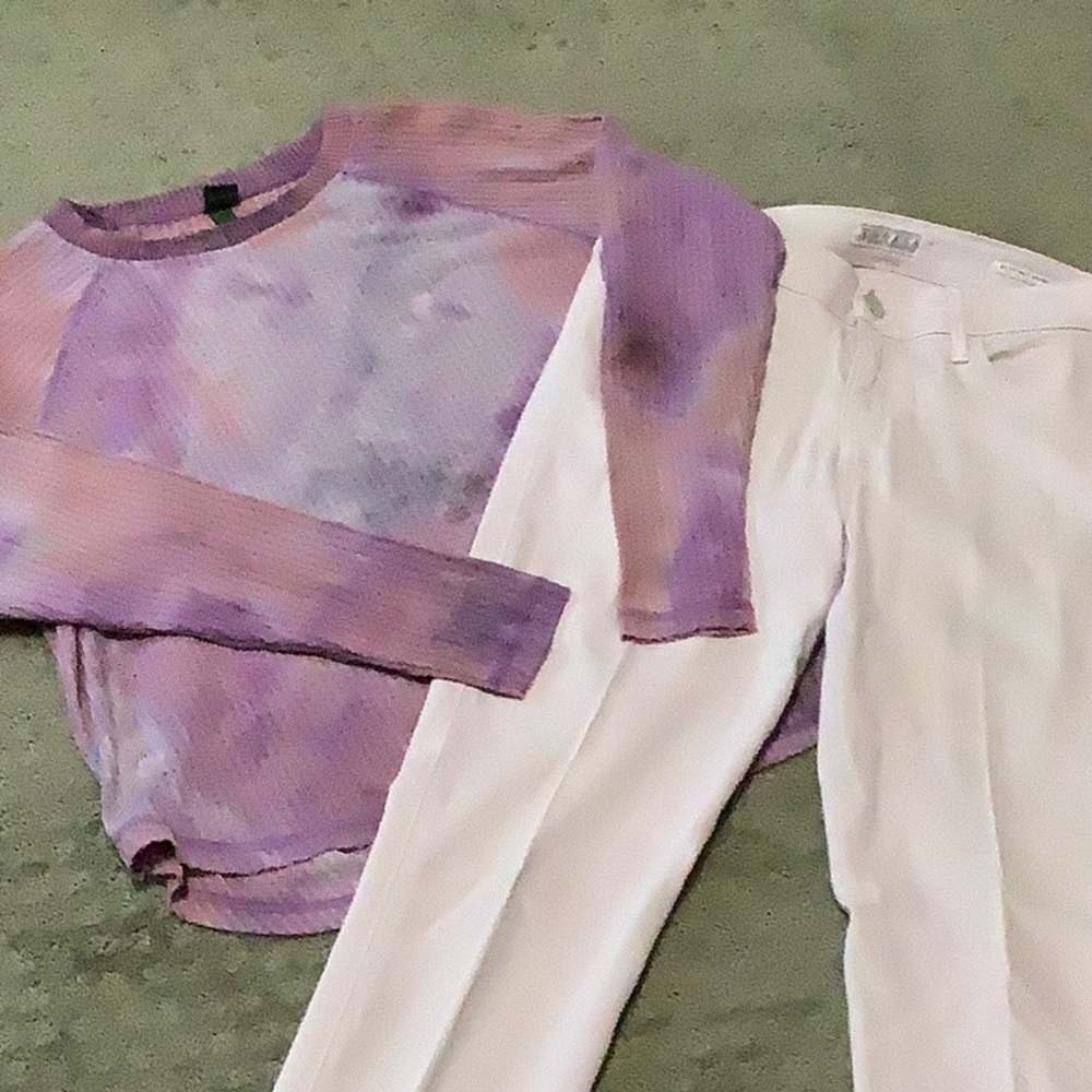 Wild Fable Waffle Textured Tie-Dye Crew Neck Sweatshirt - Picture 3 of 5
